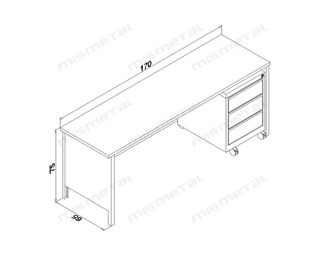 Supervisor Work Table With 3 Drawer Mobile Cabinet teknik